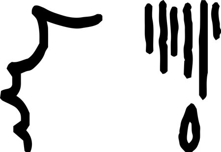 This is a illustration of Blue Cartoon symbol when disappointedのイラスト素材