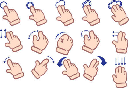 This is a illustration of Touch gesture set drawn with a penのイラスト素材