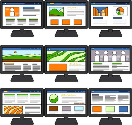 This is a illustration of Website screen view with PCのイラスト素材