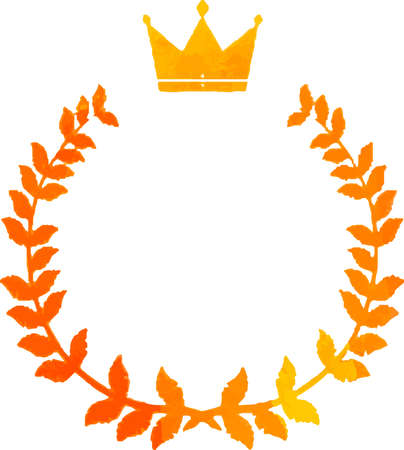 Uneven color Round frame of laurel and crown setのイラスト素材