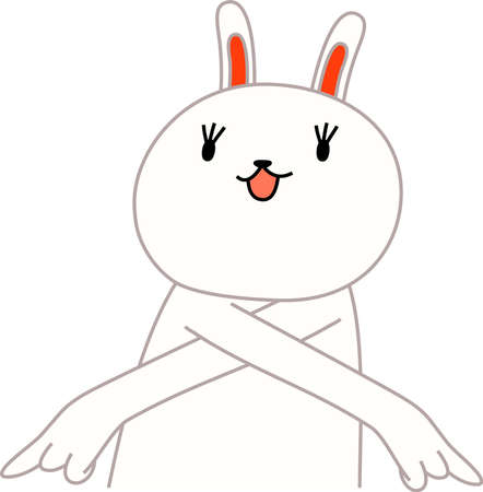 This is a illustration of rabbit that guides you by pointing your fingerのイラスト素材
