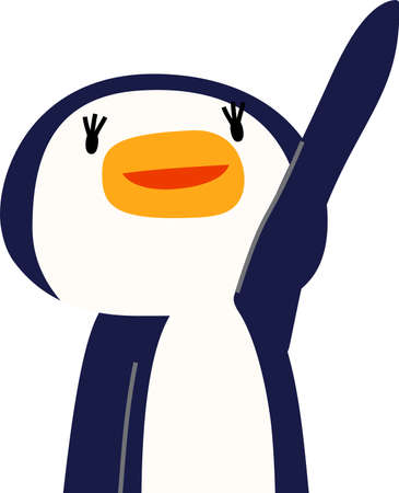 This is a illustration of Penguin that guides you by pointing your fingerのイラスト素材