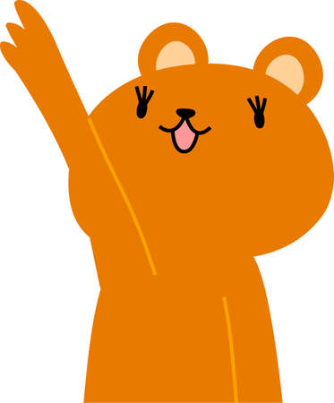This is a illustration of bear that guides you by pointing your fingerのイラスト素材