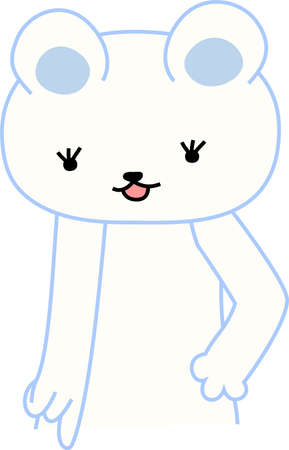 This is a illustration of Polar Bear that guides you by pointing your fingerのイラスト素材