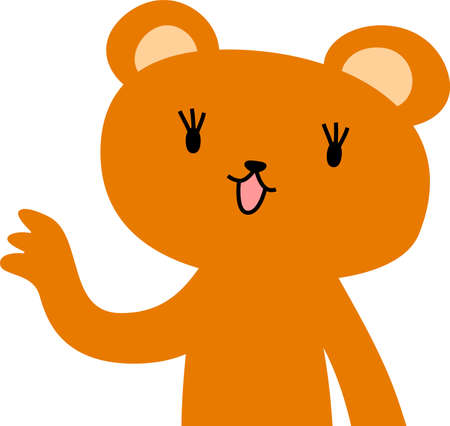 This is a illustration of bear that guides you by pointing your fingerのイラスト素材