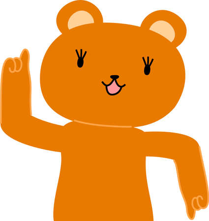 This is a illustration of bear that guides you by pointing your fingerのイラスト素材