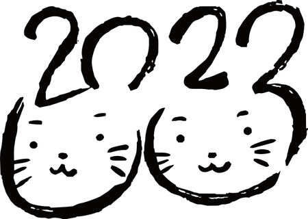 This is a illustration of New Year letters for the Rabbit of 2023のイラスト素材