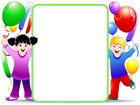 Kids Birthday Party Background with Balloonsのイラスト素材