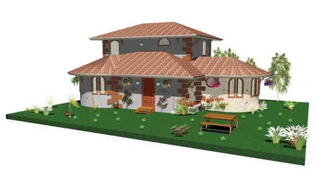 Country House and Garden-3dの写真素材