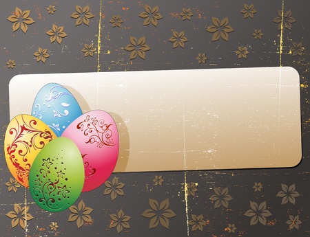 Easter Grunge Greeting Card with Eggsのイラスト素材