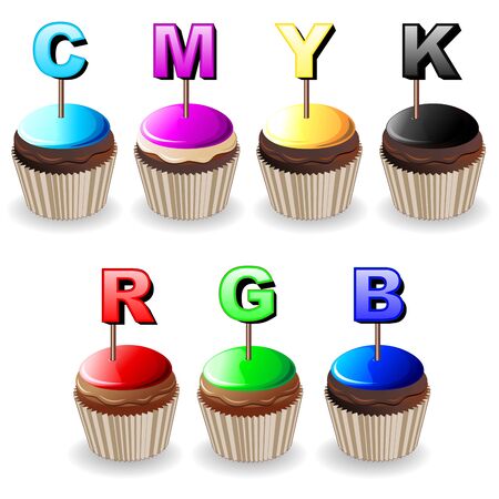 CMYK RGB Cupcakes Colors Palette-Vectorのイラスト素材