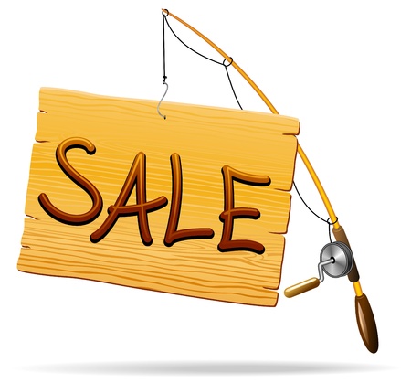 Fishing Rod With Sale Wooden Panelのイラスト素材