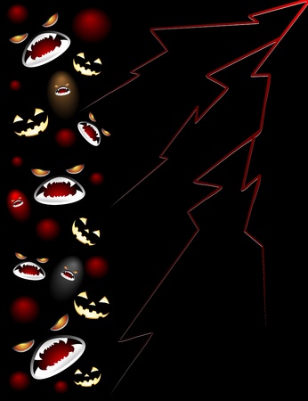 Halloween Scary Monsters and Ghosts Black Backgroundのイラスト素材