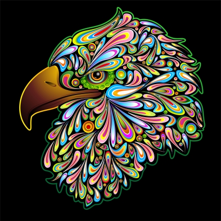 Eagle Hawk Psychedelic Designのイラスト素材