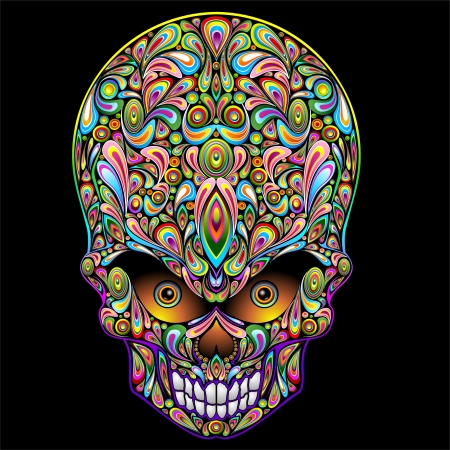 Psychedelic Skull Pop Art Designのイラスト素材