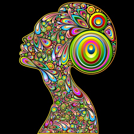 Woman Psychedelic Art Design Portrait のイラスト素材