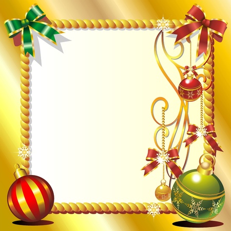 Christmas Ornaments Golden Greeting Cardのイラスト素材