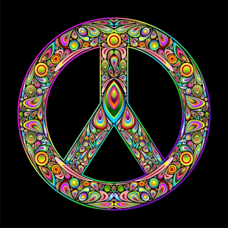 Peace Symbol Psychedelic Art Design のイラスト素材