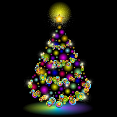 Christmas Tree Colorful Lights Designのイラスト素材