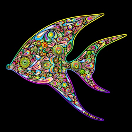 Angel Fish Psychedelic Art Designのイラスト素材