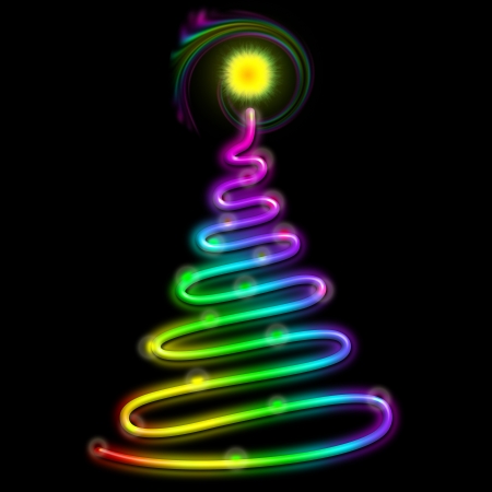 Christmas Tree Psychedelic Neon Lightの写真素材