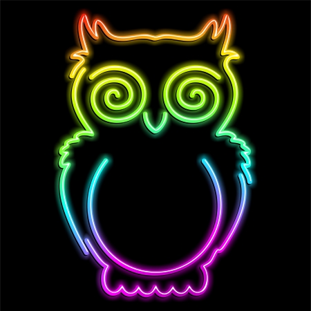 Owl Psychedelic Neon Lightのイラスト素材