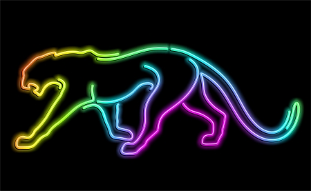 Panther Big Cat Psychedelic Neon Light のイラスト素材
