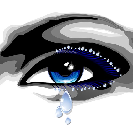 Beautiful Blue Eye with Tearsのイラスト素材