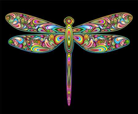 Dragonfly Psychedelic Art Designのイラスト素材