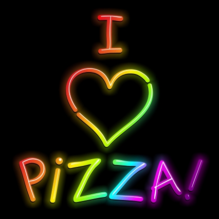 I Love Pizza Psychedelic Rainbow Neon Lightのイラスト素材