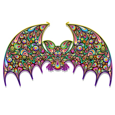 Bat Psychedelic Art Designのイラスト素材