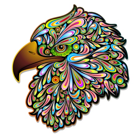 Eagle Hawk Psychedelic Art Designのイラスト素材