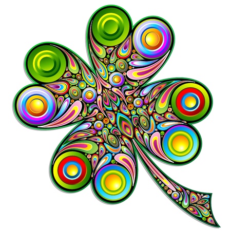 Shamrock Clover Psychedelic Art Design のイラスト素材