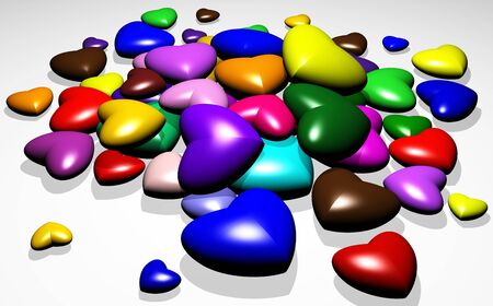 3D Hearts Colors Candies Fudges の写真素材