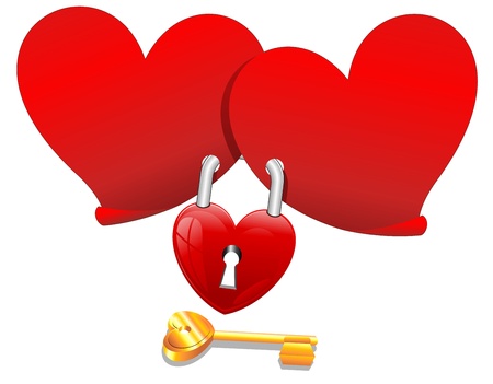 Locked Love Hearts with Padlock のイラスト素材