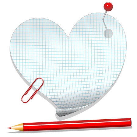 Love Heart Message checkered Notebook Paperのイラスト素材