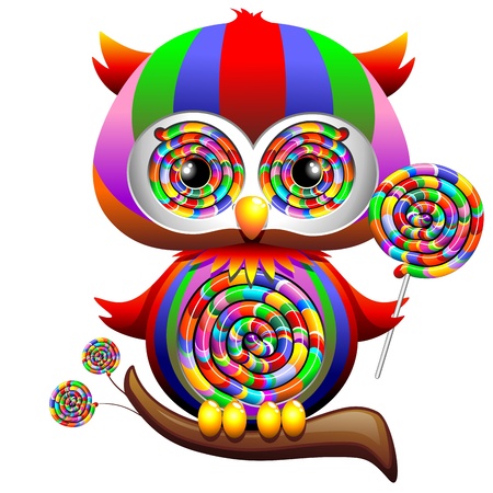 Owl Psychedelic Rainbow Lollipopのイラスト素材