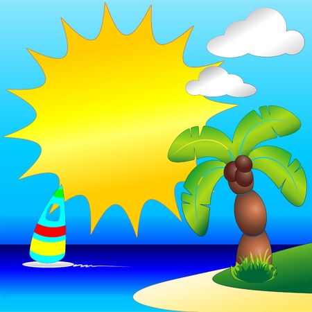 Palm Tree on Tropical Beach Clip Artのイラスト素材