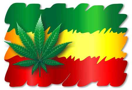 Rasta Flag with Cannabis Leafのイラスト素材