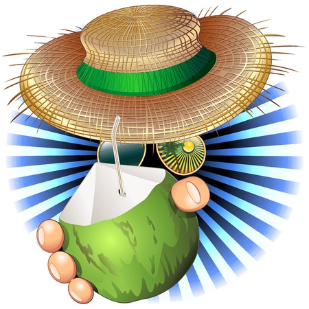 Fresh Coconut for Summer Holidaysのイラスト素材