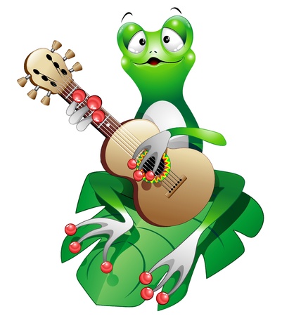 Singer Frog Cartoon playing Guitarのイラスト素材