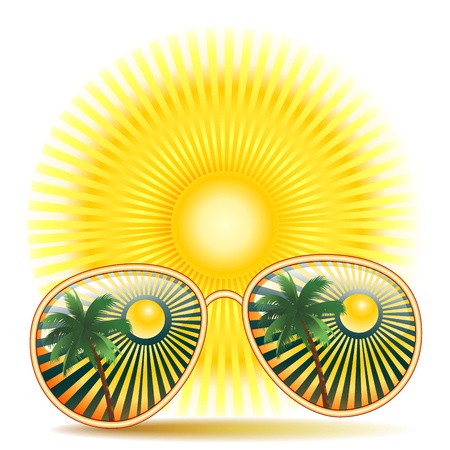 Sunglasses With Palm tree Reflexionのイラスト素材