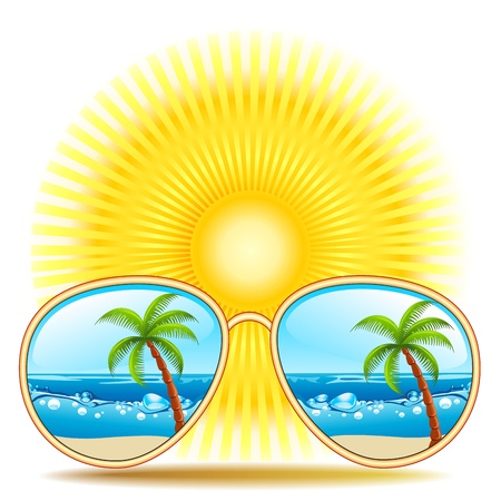 Sunglasses With Beach Reflexionのイラスト素材
