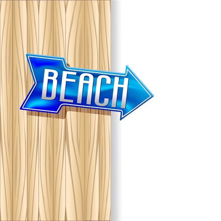 Beach Arrow on Wooden Panelのイラスト素材