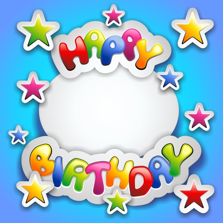 Happy Birthday Party Colorful Stickers Card Happy Birthday Party Colorful Stickers Card