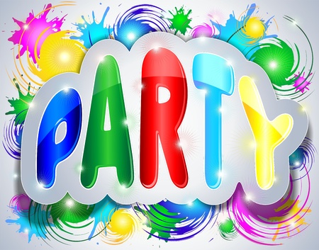 Party Colorful Sticker Textのイラスト素材