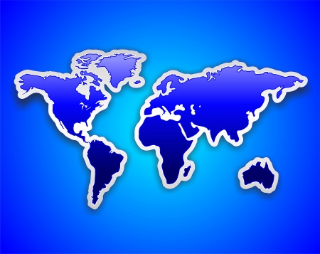 World Map Blue Sticker on Blue Backgroundのイラスト素材