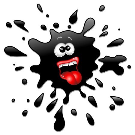 Funny Black Ink Splat Cartoonのイラスト素材