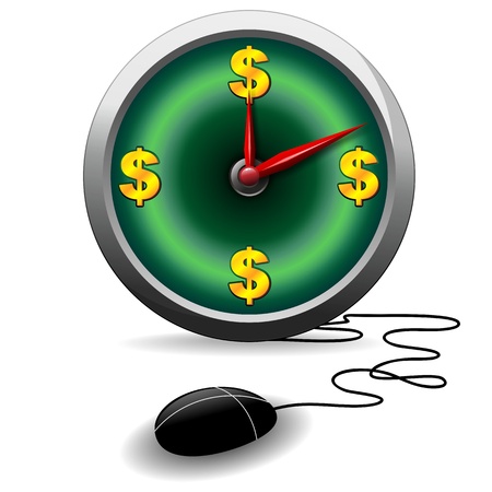 Dollar Symbol Clock Business on lineのイラスト素材
