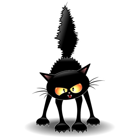 Funny Fierce Black Cat Cartoonのイラスト素材